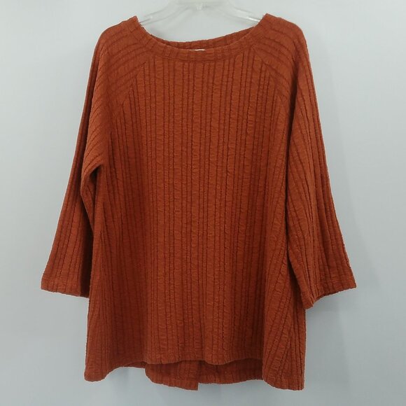 Soft Surroundings Goldie Tunic Top 1X Dark Copper Asymmetrical Button Up Back - Picture 2 of 8